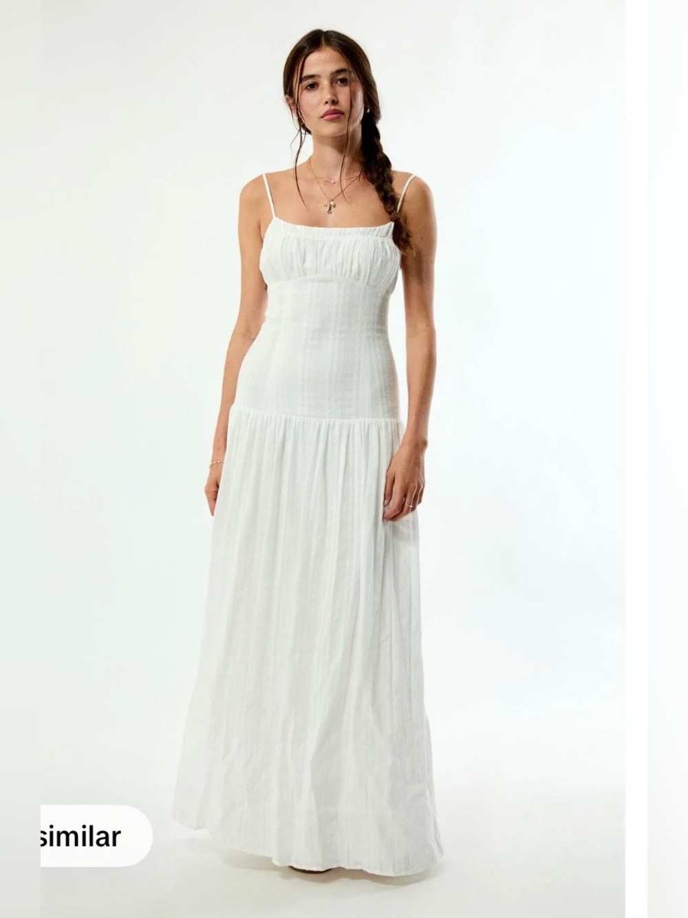 NWT Your Favorite PacSun Ava Linen Bustier Maxi Dress White M Cotton